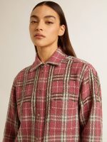 Women's shirt with pink, sand and gray check embroidery - Image 6