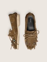 Women's Cruise loafer in khaki suede with fringe and multicolored beads - Image 4