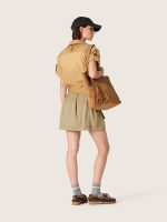 Women's safari dress in beige and military-green cotton with maxi pockets - Image 4
