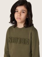 Golden unisex sweatshirt in military-green cotton with reversed logo - Image 4
