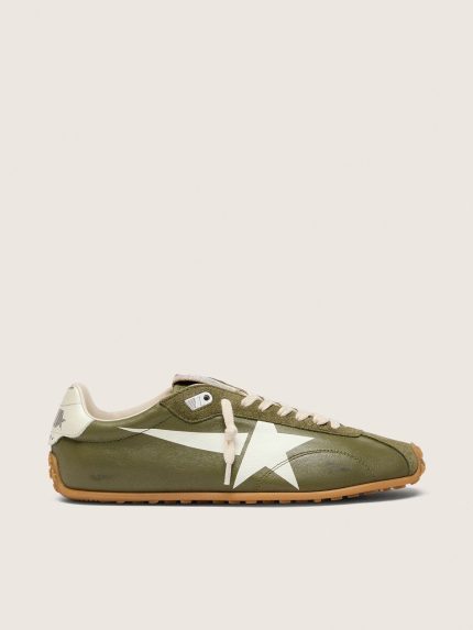 Women's Marathon Speed in olive-green leather with cream star
