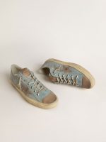 Men's V-Star in light blue canvas with dove-gray leather star - Image 2