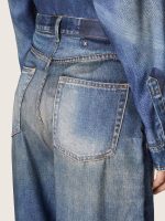 Women's boyfriend jeans in blue denim with archive print - Image 4