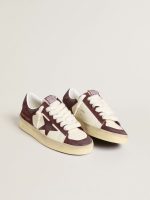 Women's Stardan in white nappa with burgundy suede star and heel tab - Image 2