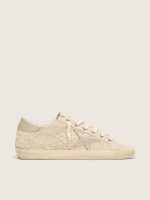 Women's Super-Star LTD in pearl suede with gold star and bead embroidery