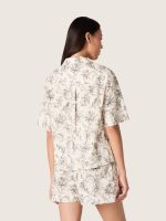 Women's boxy cotton shirt with black and white floral print - Image 6