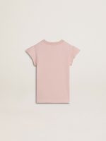Girls' pink T-shirt with ruffled sleeves and embroidery - Image 2