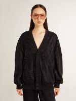 Women's black cardigan with tone-on-tone toile de jouy bead embroidery - Image 2