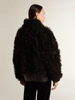 Women's black shearling jacket - Image 3