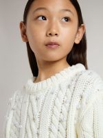 Girls' white wool sweater with pearls - Image 5
