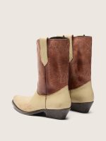 Women's Wish Star low boots in beige and brown leather with embroidery - Image 3