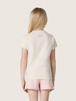 Star girls' T-shirt in white cotton jersey with pink glitter star - Image 7