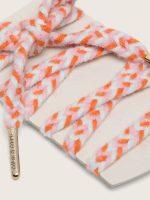 Multicolor puffy laces in aqua, lilac and orange with silver details - Image 2