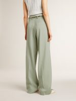 Women's pants in sage-green wool - Image 4