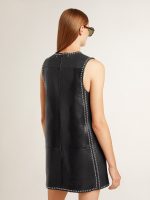 Women's black nappa leather dress with studs - Image 4