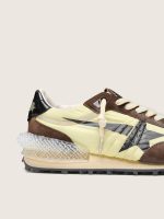 Men's Marathon in lime-green nylon with black star and brown suede inserts - Image 4