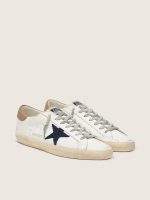 Men's Super-Star in white leather with midnight-blue canvas star and tobacco leather heel tab - Image 2