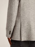 Men's double-breasted jacket in gray silk and chevron wool - Image 6