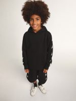 Boys' hooded sweatshirt in black with contrasting white stars - Image 3