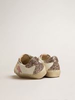 Hi Star in white leather with pink suede star and pink glitter heel tab - Image 4