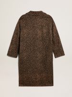 Women's single-breasted cocoon coat in wool with jacquard motif - Image 5