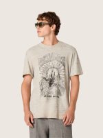 Men's T-shirt in gray melange jersey with vintage print - Image 5