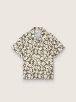 Journey boys' shirt in cotton canvas with a green and white floral print