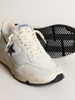 Running Sole in white leather and mesh with blue laminated leather star - Image 4