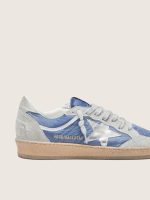 Women's Ball Star in denim-blue nylon with light gray suede inserts and metallic silver leather star - Image 4