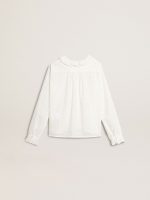 Girls' white broderie anglaise cotton shirt - Image 6