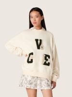 Star unisex cotton sweatshirt in vintage white with VCE embroidered patches - Image 5