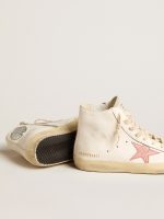 Francy in cream nappa with pink crocodile-print leather star - Image 3