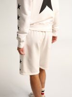 Men's vintage white bermuda shorts with contrasting black stars - Image 4