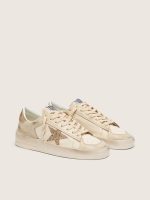 Women's Stardan in ecru nappa leather with gold glitter star and heel tab - Image 2