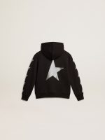 Boys' hooded sweatshirt in black with contrasting silver stars - Image 5