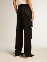 Women's cotton denim pants with shaded-effect crystal decoration - Image 4