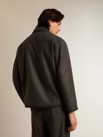 Gray melange woolen jacket with button fastening - Image 4