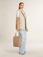 Women's khaki wool blend vest jacket - Image 3