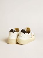 Women's Ball Star in white leather with gold glitter star and black glitter heel tab - Image 4