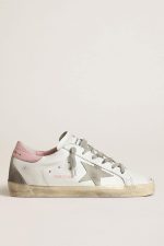 Women's Super-Star with gray suede star and pink leather heel tab