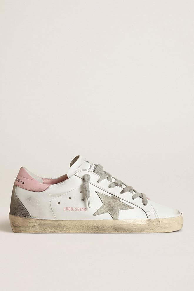 a43aa3dd88c82da5f5cf2af55386ec48a7128c73d8804fad3b6c1d16d31d9f21 Women's Super-Star with gray suede star and pink leather heel tab - Image 1