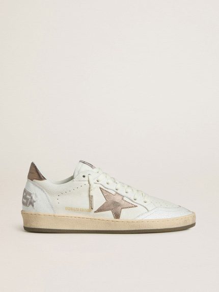 Women's Ball Star Wishes in white leather with metallic bronze leather star