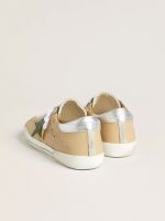 Super-Star LTD in beige leather with green suede star and silver foiled leather heel tab - Image 4
