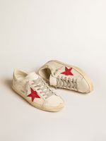 Men's Super-Star in nappa with red star and cream leather heel tab - Image 2
