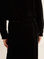 Men's black velvet effect pants - Image 5