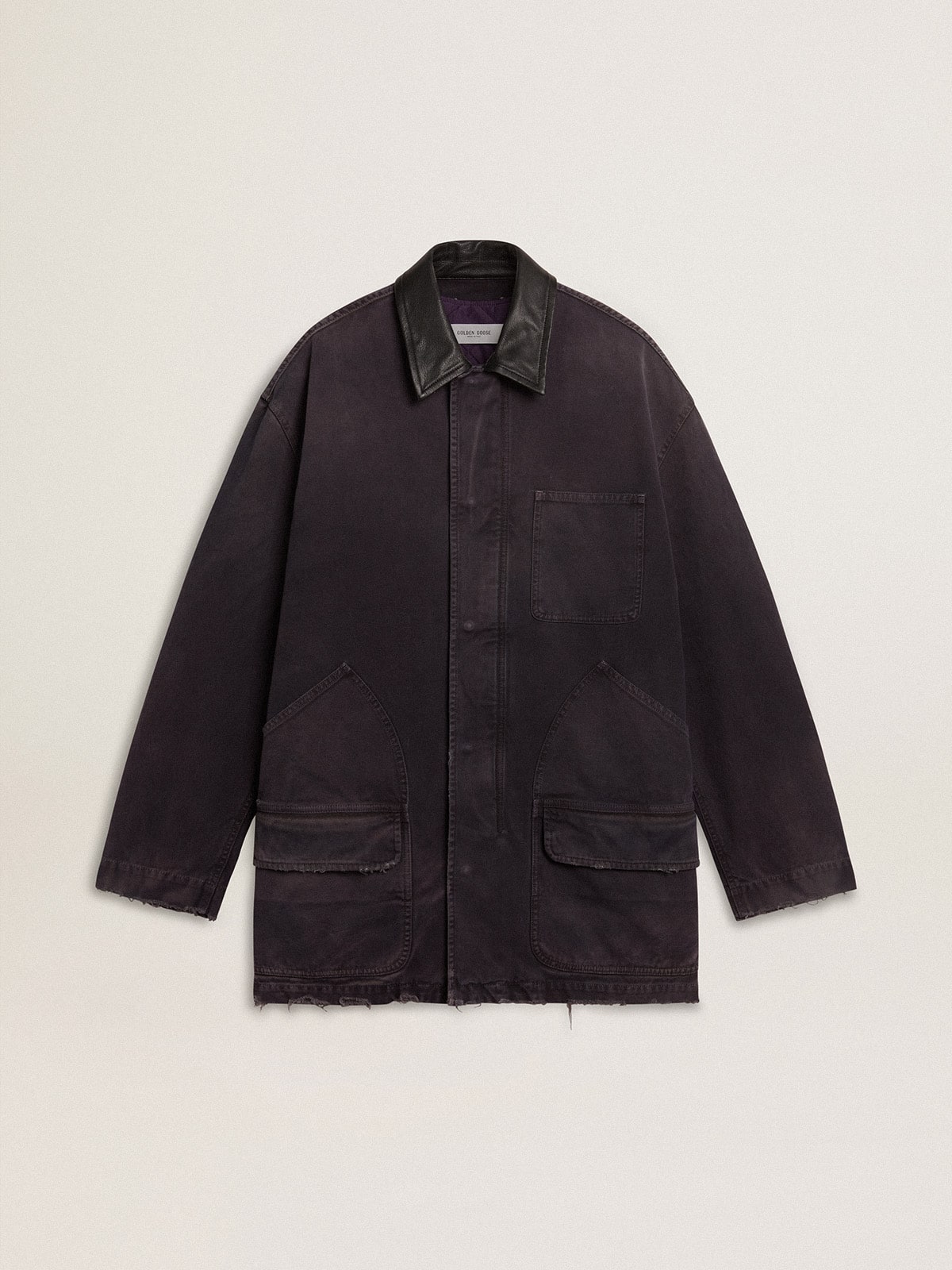 a50021cd0e5ad644d5bebb1cea212c23dc201d8777834b28fb0f4e42f671e701 Men's denim jacket with distressed details and leather collar - Image 1