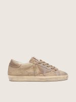 Women's Super-Star in tobacco canvas with suede star and crystal inserts