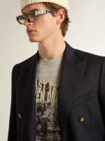 Men's vintage-effect gray T-shirt with print on the front - Image 5