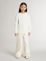 Girls' white wool sweater with pearls - Image 3