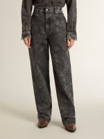 Women's black jeans with a floral motif - Image 2